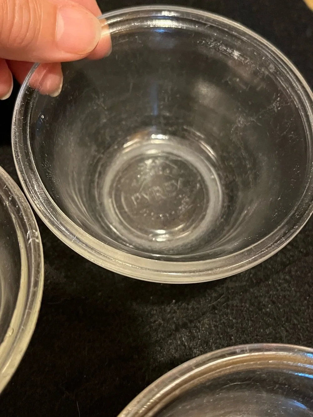 Vintage PYREX Clear Glass Custard Cups Party Ramekins - Set of 3